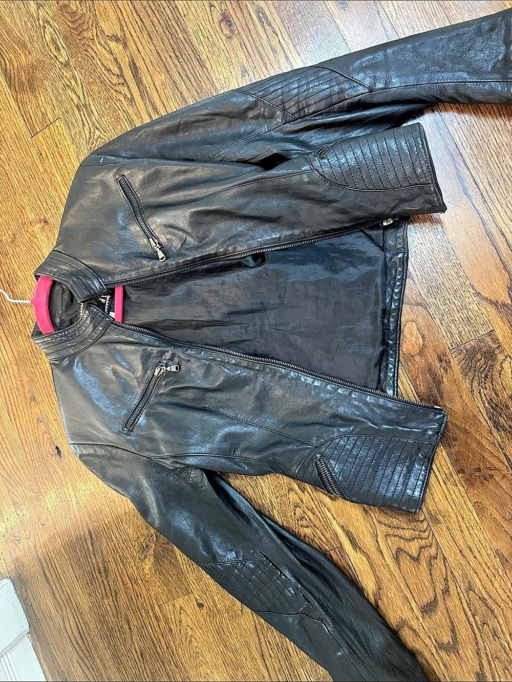 Vera Pelle Women's Black Leather Moto Jacket Size 42